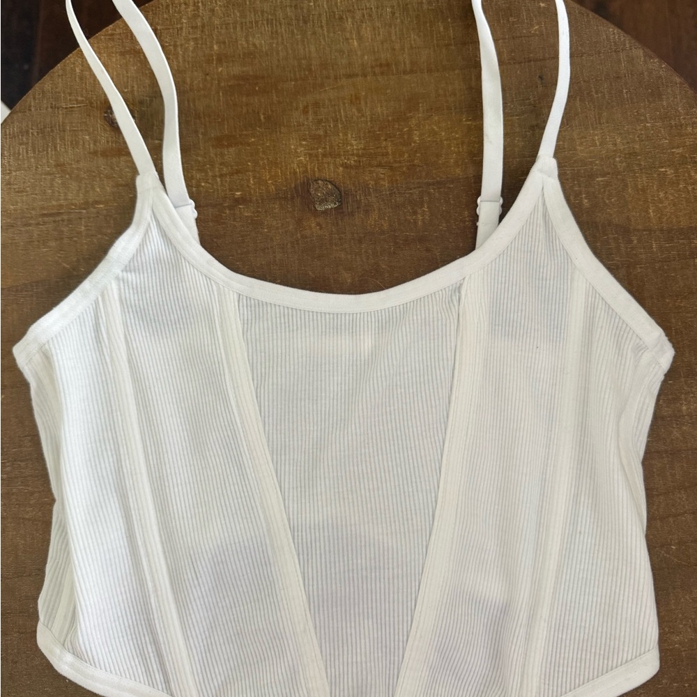 White Ribbed Corset Top